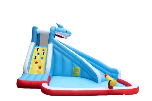 מתקן מתנפח פארק מים הכריש הענק JUMPER שיכשוכית+מגלשה+קיר טיפוס דגם 63114