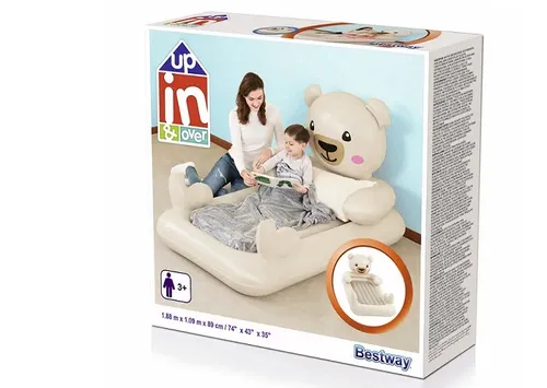 מזרן / מיטה מתנפחת לילדים עם ציפוי סיבי קטיפה נעימים למגע - דובי