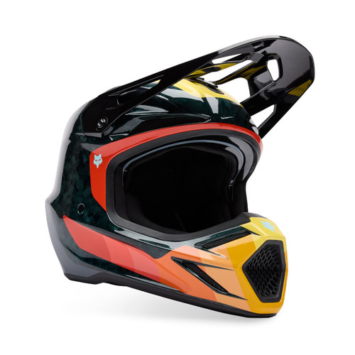 קסדת פוקס קרבון שחור / כתום - FOX V3 RS GRID V25