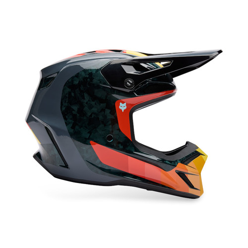 קסדת פוקס קרבון שחור / כתום - FOX V3 RS GRID V25