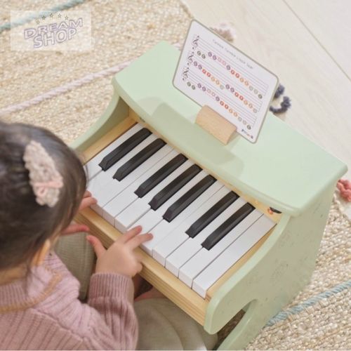 פסנתר (חשמלי) ראשון שלי מעץ לפעוטות לצעדים ראשונים בנגינה - ירוק פסטל