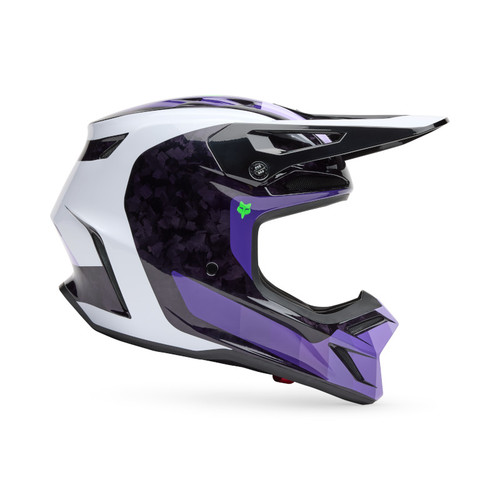 קסדת פוקס קרבון שחור / סגול - FOX V3 RS GRID V25