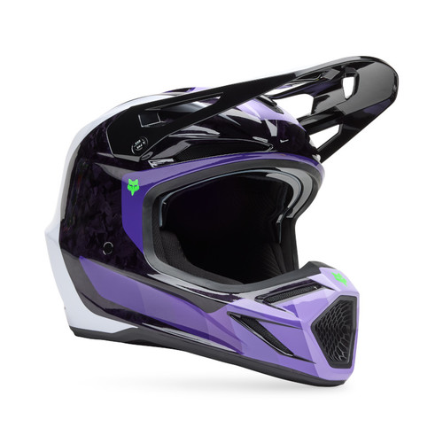 קסדת פוקס קרבון שחור / סגול - FOX V3 RS GRID V25