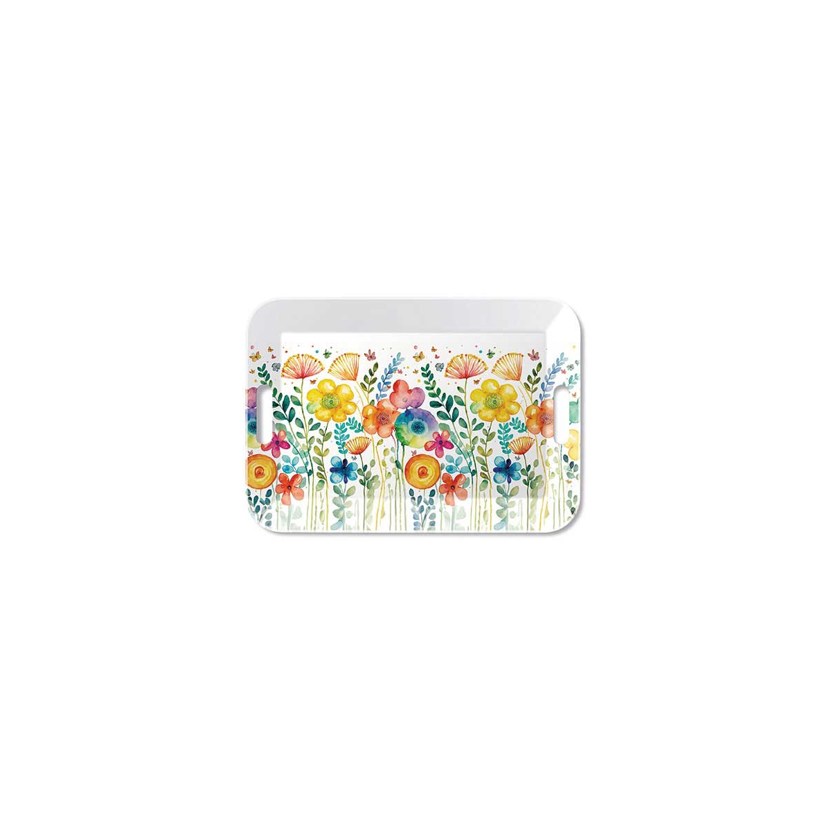 מגש מלמין גדול עם ידיות - Vibrant spring white