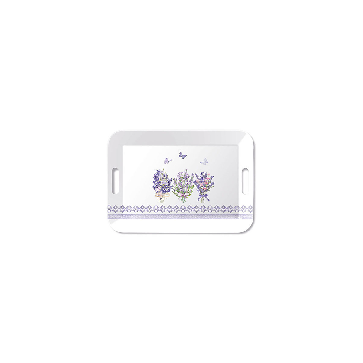 מגש מלמין גדול עם ידיות - Lovely lavender white