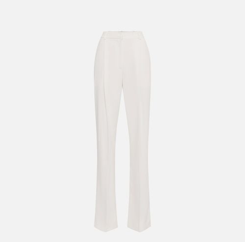 Crêpe trousers with satin details  Ivory