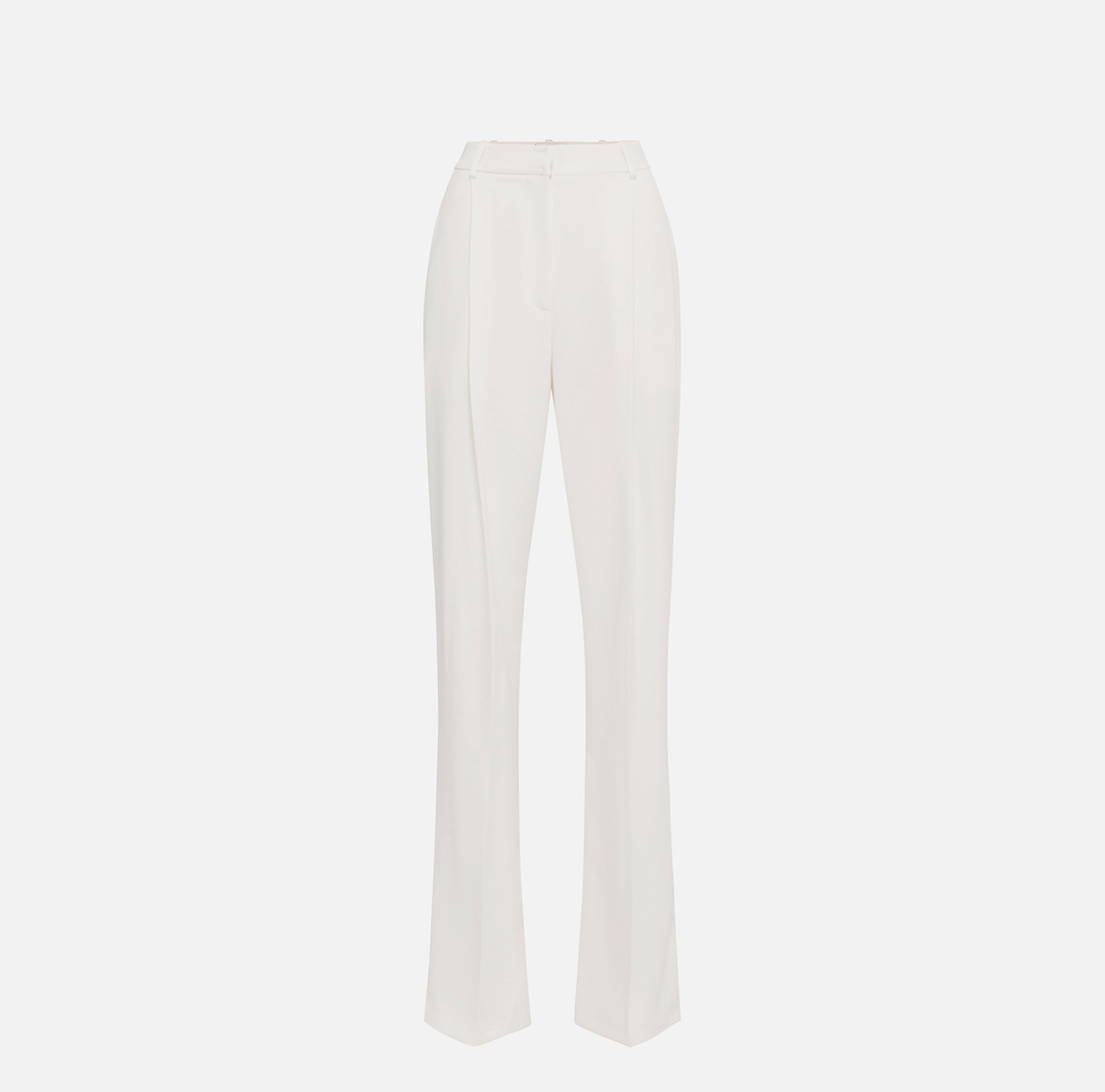 Crêpe trousers with satin details  Ivory