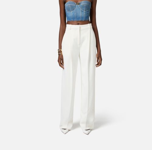 Crêpe trousers with satin details  Ivory