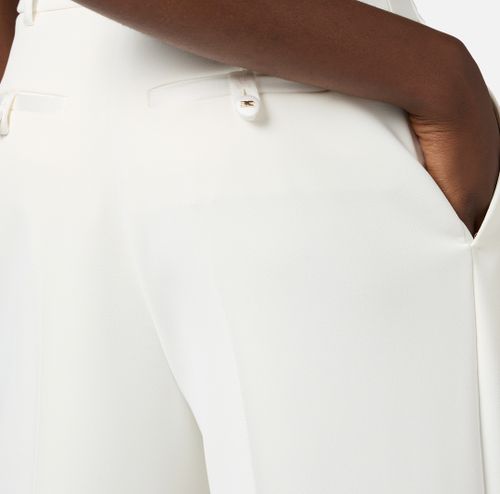 Crêpe trousers with satin details  Ivory