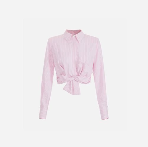 Cotton poplin shirt with bow