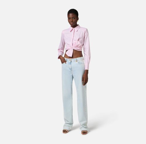 Cotton poplin shirt with bow