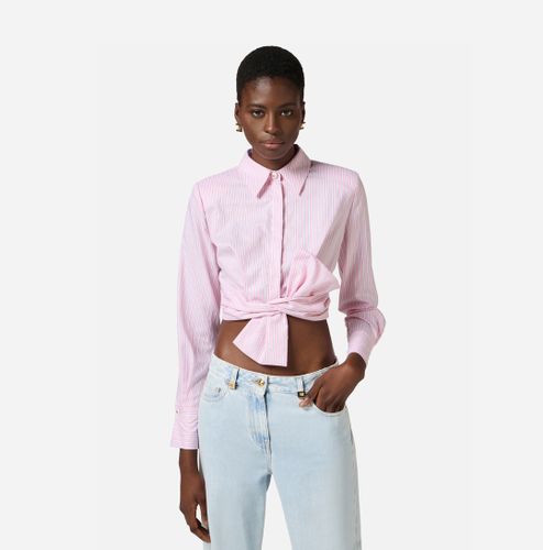 Cotton poplin shirt with bow