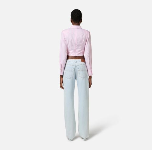 Cotton poplin shirt with bow