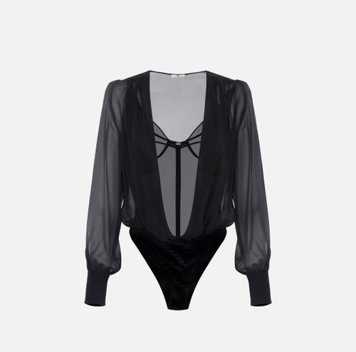 Bodysuit in tulle and silk georgette