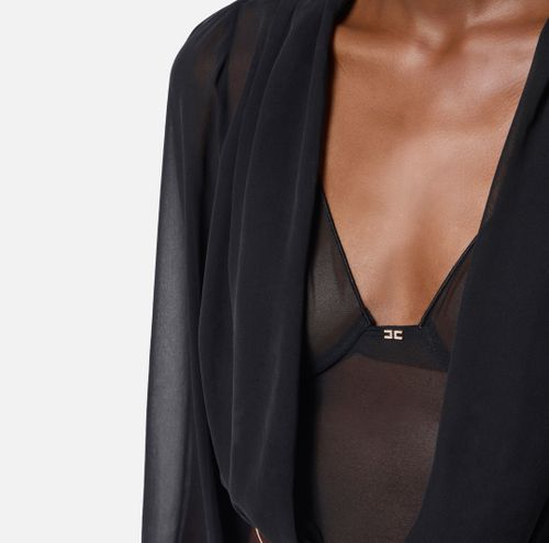Bodysuit in tulle and silk georgette