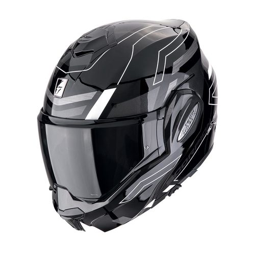 קסדת סקורפיון נפתחת שחור / לבן - SCORPION EXO-TECH EVO ECE06