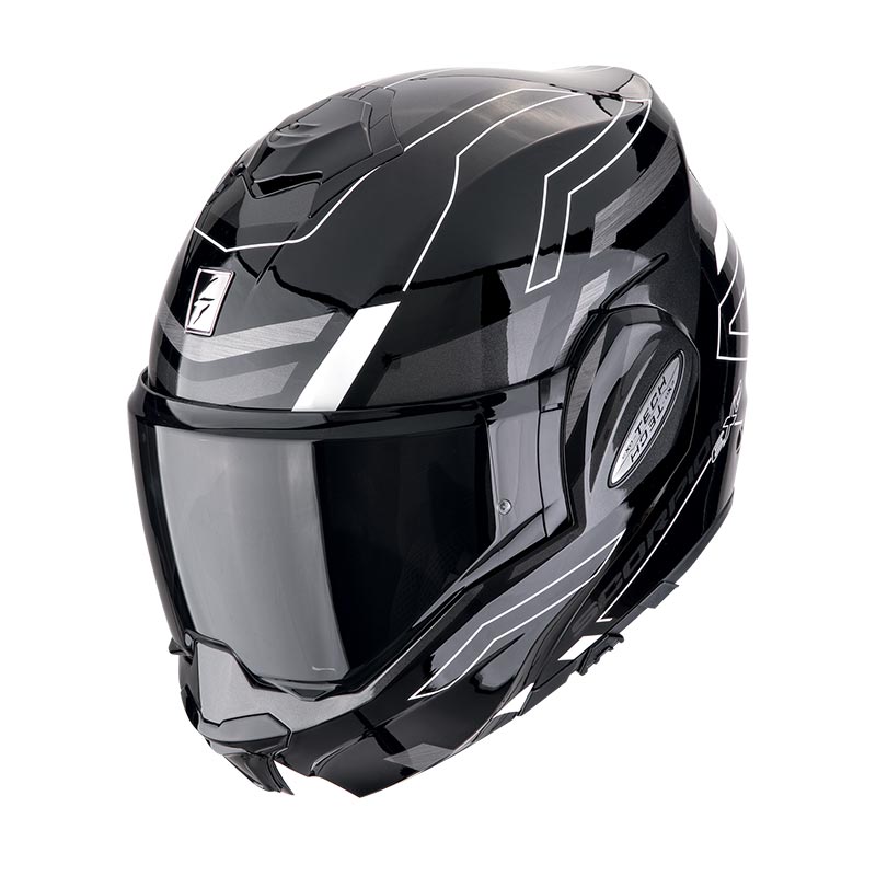 קסדת סקורפיון נפתחת שחור / לבן - SCORPION EXO-TECH EVO ECE06