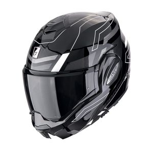 קסדת סקורפיון נפתחת שחור / לבן - SCORPION EXO-TECH EVO ECE06