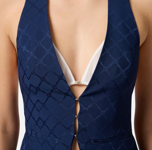 Satin waistcoat with jacquard diamond Ultramarine