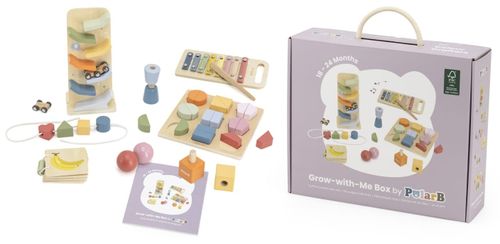 מארז 6 צעצועי התפתחות מעץ מסדרת לגדול איתי לגיל 18-24 חודשים: ספרון, פאזל, מכוניות ועוד