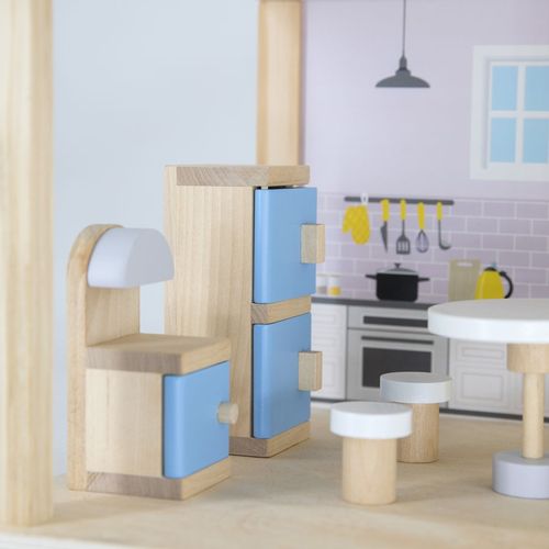 בית בובות פתוח 3 קומות עם יתר מ 20 אביזרי ריהוט ו 4 בובות 