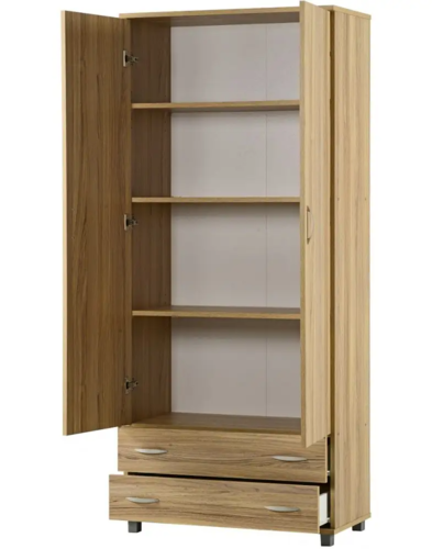 ארון אחסון 2 דלתות 2 מגירות על במה - דגם 606 - צבע אלון