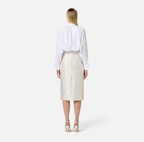 Cotton poplin shirt with floral embroideries