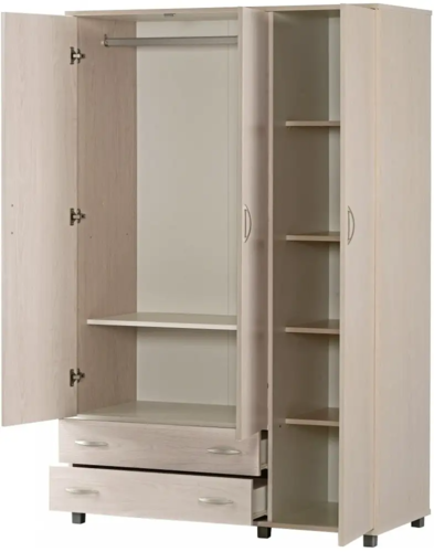 ארון 3 דלתות 2 מגירות - דגם 607 - צבע מייפל מולבן