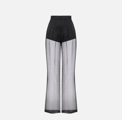 Trousers in organza and satin fabric