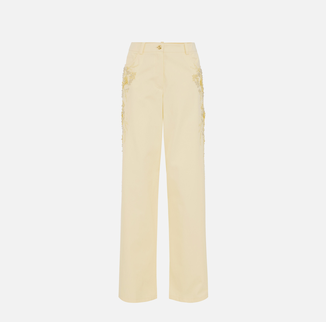 Cotton palazzo trousers with embroideries