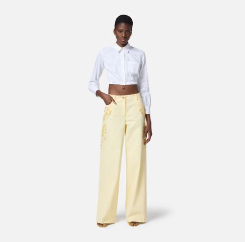 Cotton palazzo trousers with embroideries