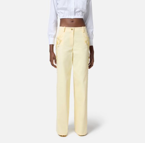 Cotton palazzo trousers with embroideries