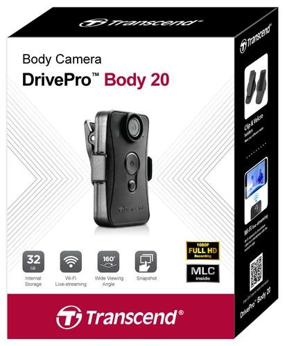 מצלמת גוף Transcend DrivePro Body 20 ברזולוציה Full HD כולל Wi-Fi