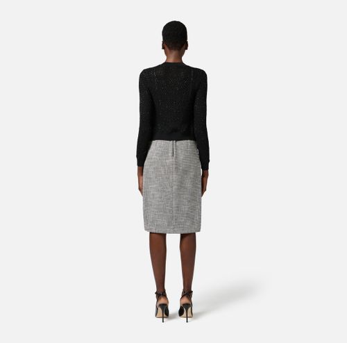 Skirt in diamond tweed fabric with panels