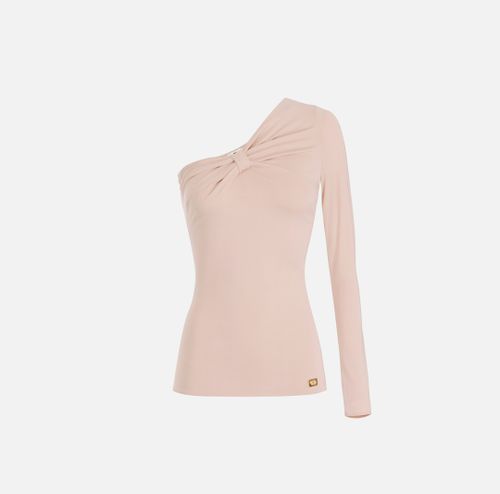 One-shoulder top in lightweight jersey fabric Nude