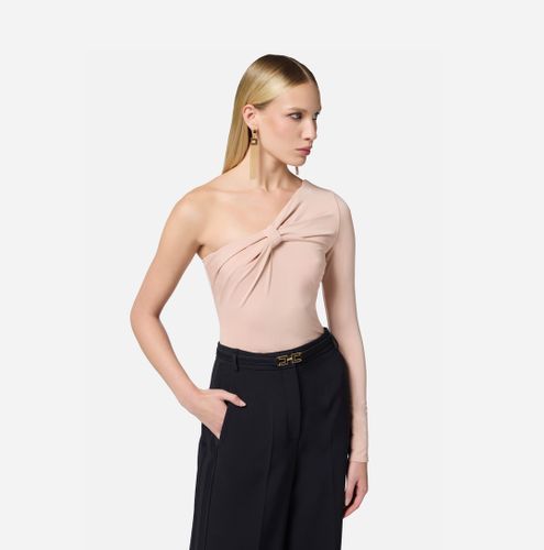 One-shoulder top in lightweight jersey fabric Nude