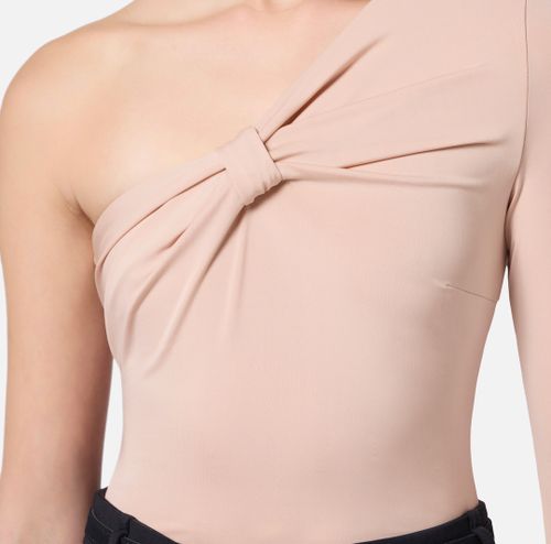One-shoulder top in lightweight jersey fabric Nude