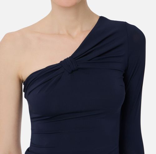 One-shoulder top in lightweight jersey fabric Ultramarine
