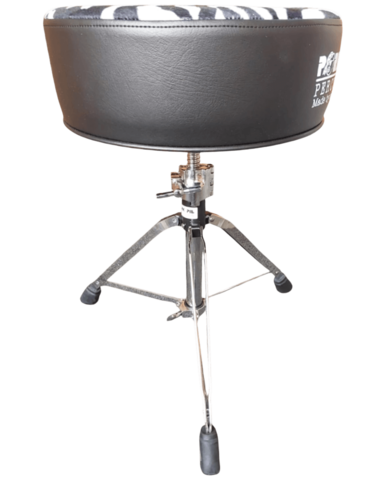 כסא תופים בעבודת יד שחור-לבן זברה מבית PORK PIE PERCUSSION עם ריפוד קטיפה