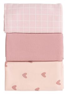 שלישיית חיתולי טריקו מעוצבים 100% כותנה - לבבות