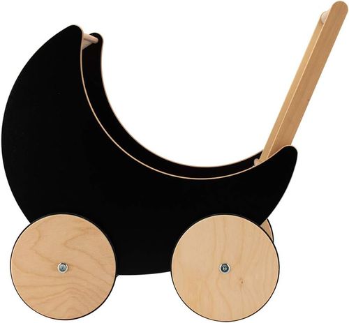 עגלת בובה / הליכון מעץ - עץ טבעי ושחור