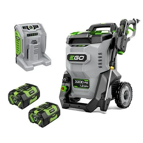 מכונת שטיפה בלחץ נטענת Brushless 56V + שתי סוללות 7.5Ah + מטען מהיר מאוד EGO