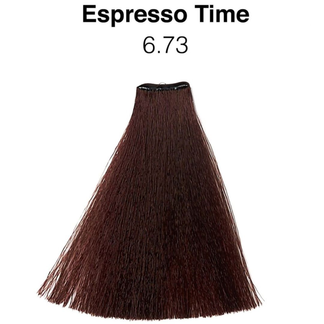 צבע לשיער 6.73 - Dark Chocolate Blond צבע אספרסו טיים, צבע שיער טבעוני ב 10 דקות! נובל 60 מ"ל