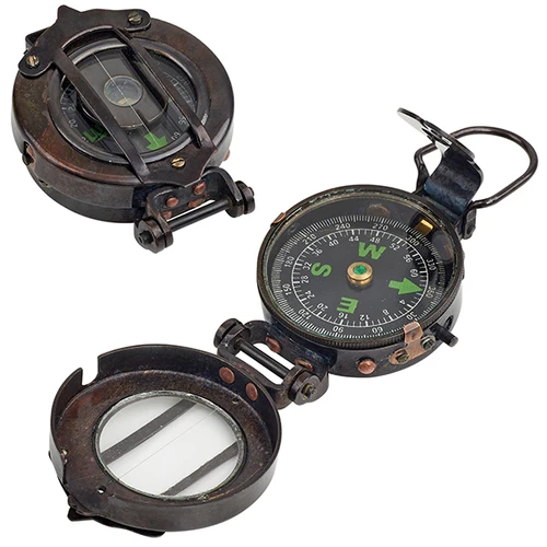 מצפן לנזרי מהודר במארז עץ Lensatic Compass