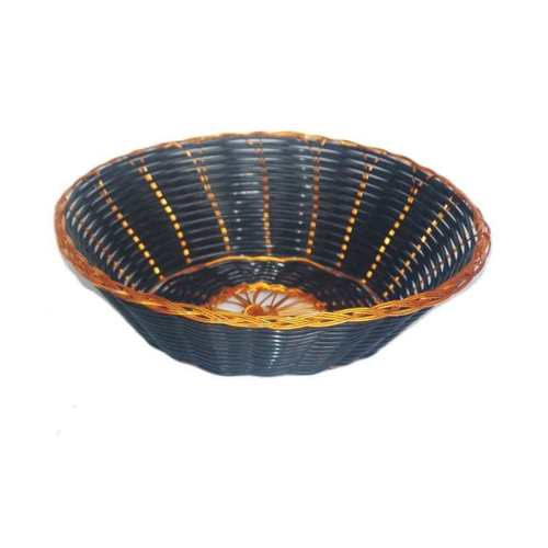 סלסלה לחם רתאן עגולה שחור פס זהב Y.C 034006