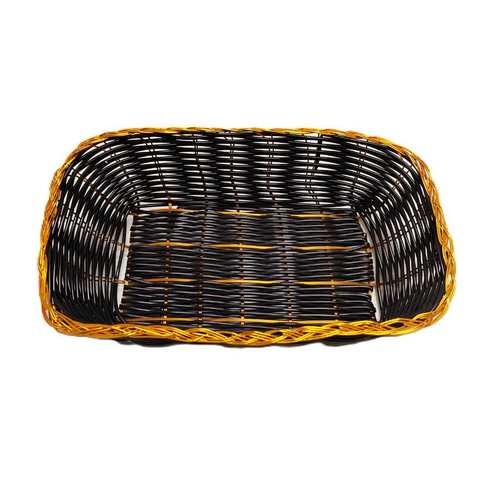 סלסלה לחם רתאן מלבנית שחור פס זהב Y.C 034013