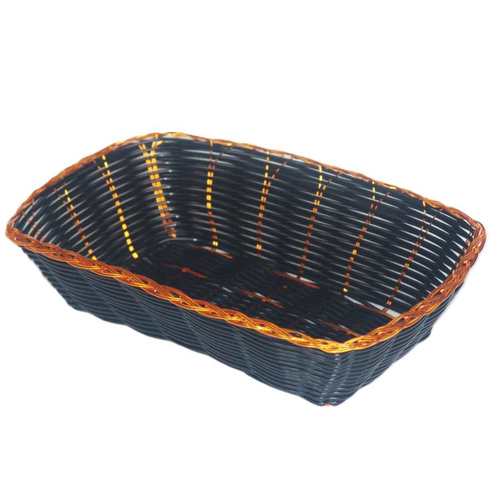 סלסלה לחם רתאן מלבנית שחור פס זהב Y.C 034013