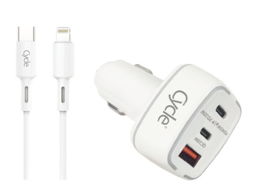 מטען  טלפון לרכב 65W עם טעינה מהירה וכבל USB-C ל-Lightning Cycle