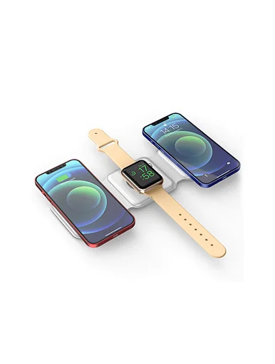 מטען אלחוטי שולחני 3 ב-1 -WIWU 15W Foldable