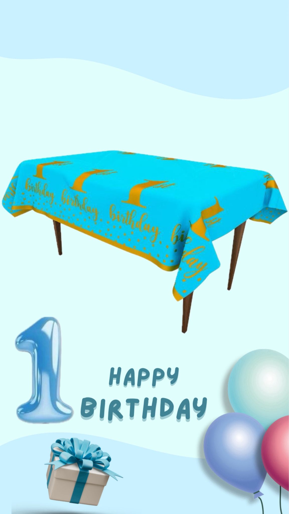 מפת שולחן סט גיל שנה כחול 1.32*2.2 מטר